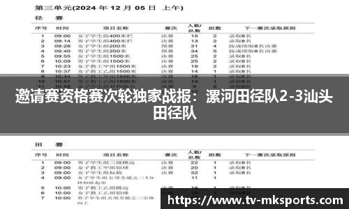 邀请赛资格赛次轮独家战报：漯河田径队2-3汕头田径队